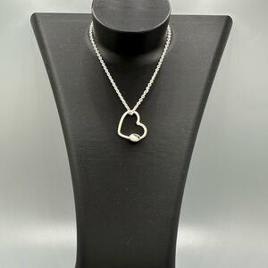 White Buffalo Sterling Silver 925 Matte Heart Pendant Necklace Handmade